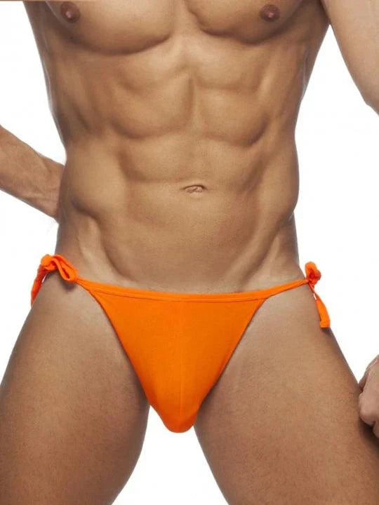 Men's Solid Colour Lace-up Sexy Swim Briefs - YK002