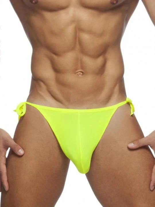 Men's Solid Colour Lace-up Sexy Swim Briefs - YK002