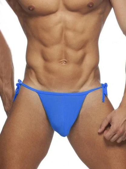 Men's Solid Colour Lace-up Sexy Swim Briefs - YK002