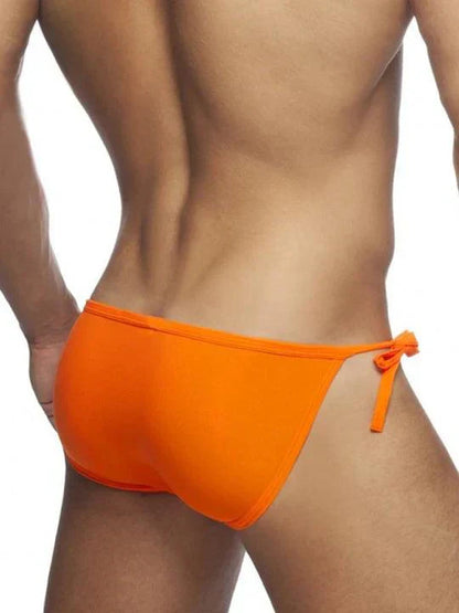 Men's Solid Colour Lace-up Sexy Swim Briefs - YK002