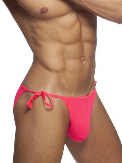Men's Solid Colour Lace-up Sexy Swim Briefs - YK002