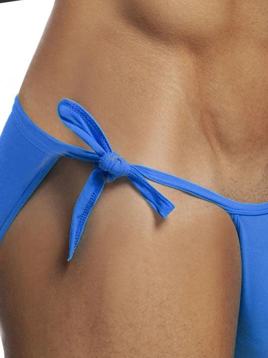Men's Solid Colour Lace-up Sexy Swim Briefs - YK002