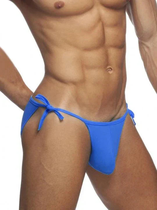 Men's Solid Colour Lace-up Sexy Swim Briefs - YK002