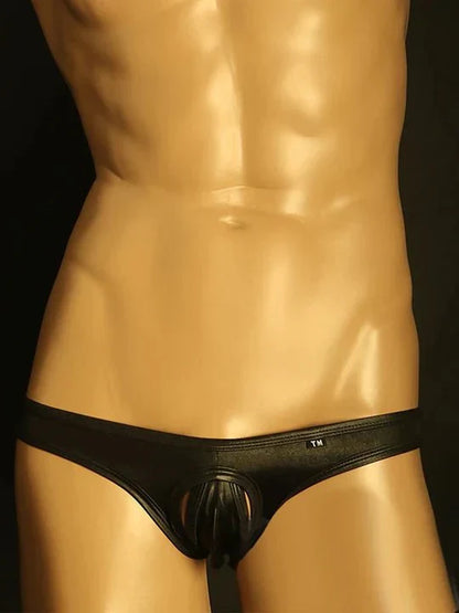 Men's Splicing Elastic Silk Thong - DZK054