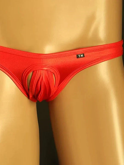 Men's Splicing Elastic Silk Thong - DZK054