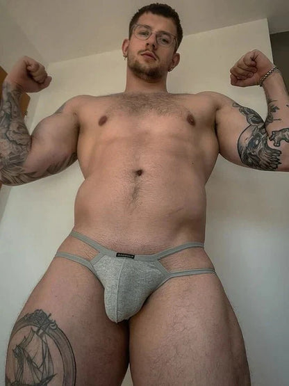 Men's Thin Strap Hollow Breathable Cotton Jockstrap - HDZ038