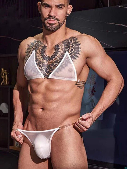 Men's Thin Transparent Lingerie Set - QQNY026