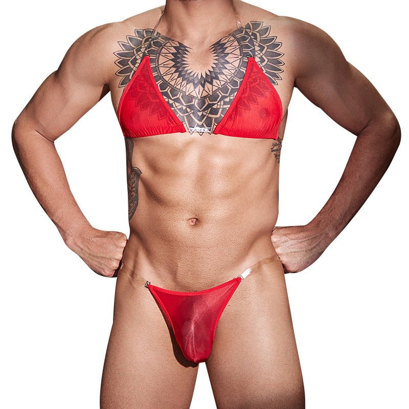 Men's Thin Transparent Lingerie Set - QQNY026