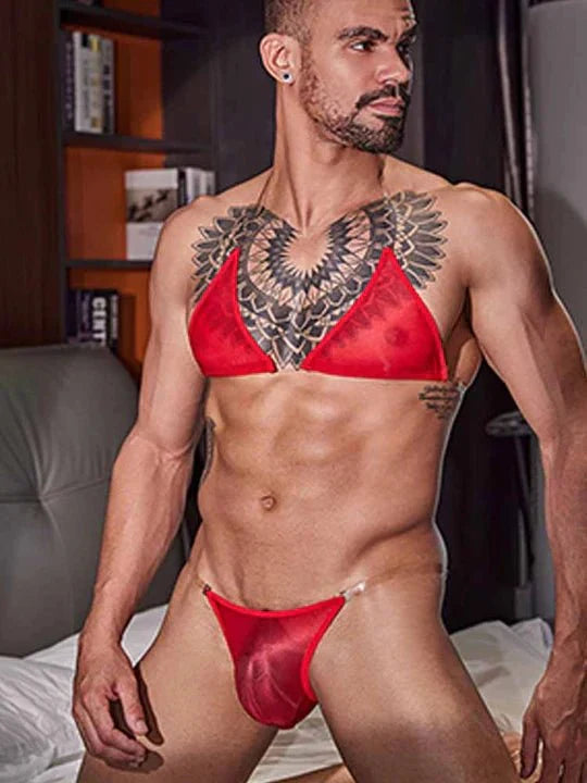 Men's Thin Transparent Lingerie Set - QQNY026