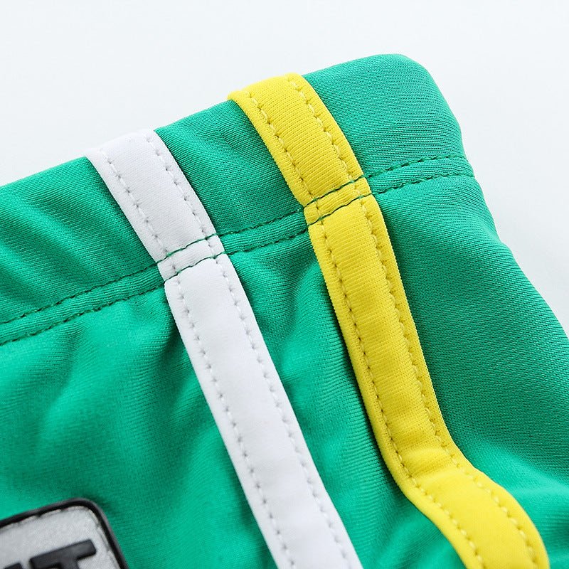 Men's Triangle Low Waist Colorblock Drawstring Beach Swimwear - YK046