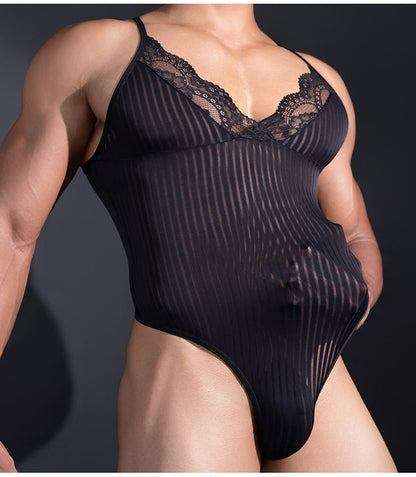 Men’s Vertical Stripes Bodysuit - LTY059