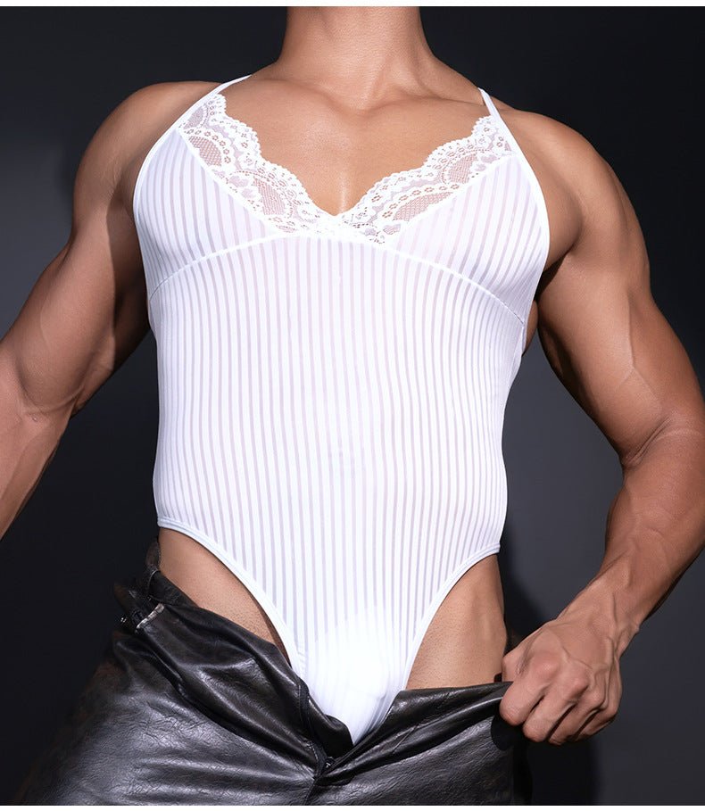 Men’s Vertical Stripes Bodysuit - LTY059