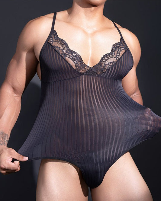 Men’s Vertical Stripes Bodysuit - LTY059