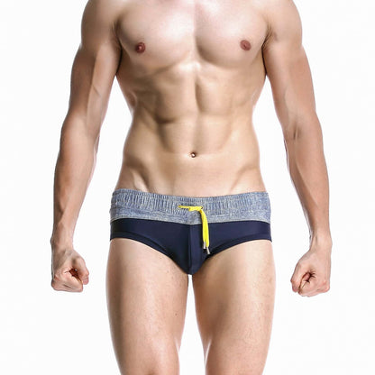 Men's Wide Gray Band Swim Briefs - YK044
