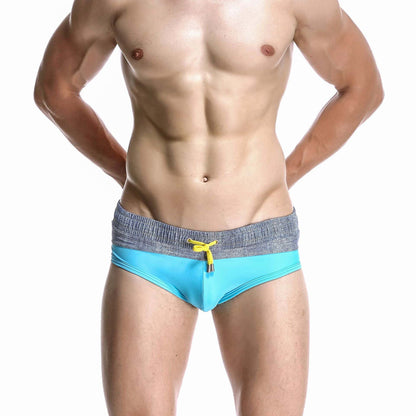 Men's Wide Gray Band Swim Briefs - YK044