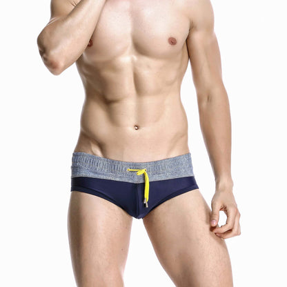 Men's Wide Gray Band Swim Briefs - YK044