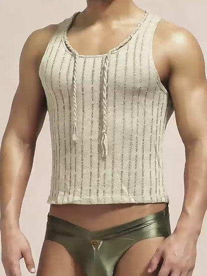 The Crusoe Distressed Open-Stitch Tank