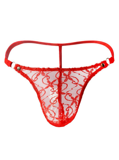 Men's Sexy Transparent Lace Mesh G-String Thong