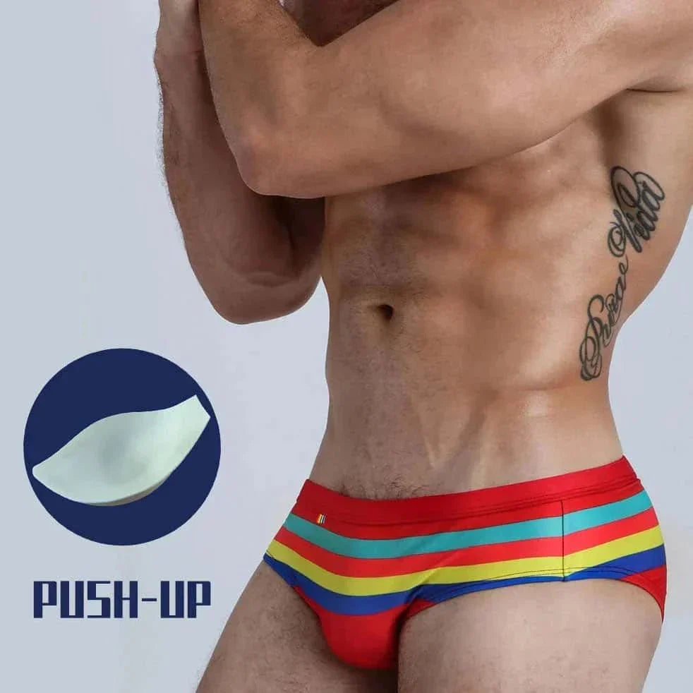 Colorful Striped Bikini Low Rise Briefs