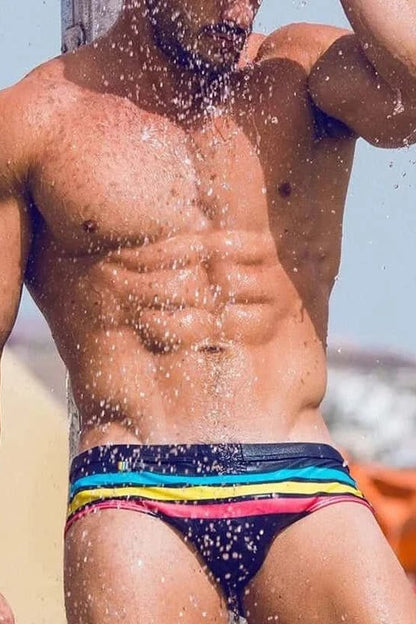 Colorful Striped Bikini Low Rise Briefs
