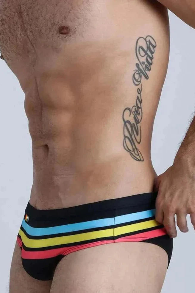 Colorful Striped Bikini Low Rise Briefs