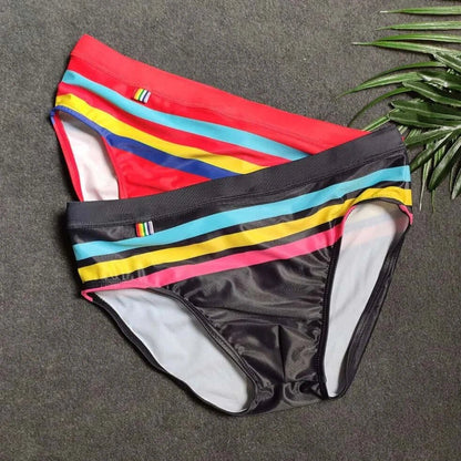 Colorful Striped Bikini Low Rise Briefs