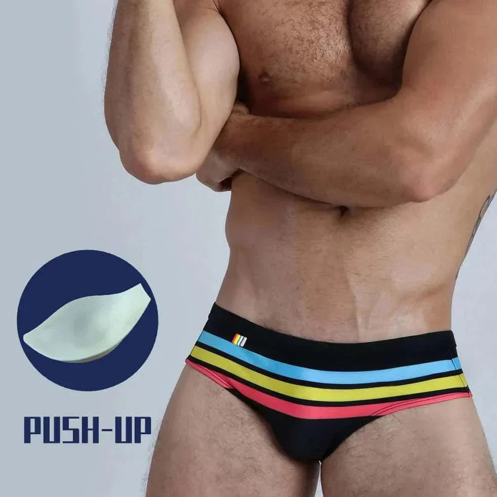 Colorful Striped Bikini Low Rise Briefs