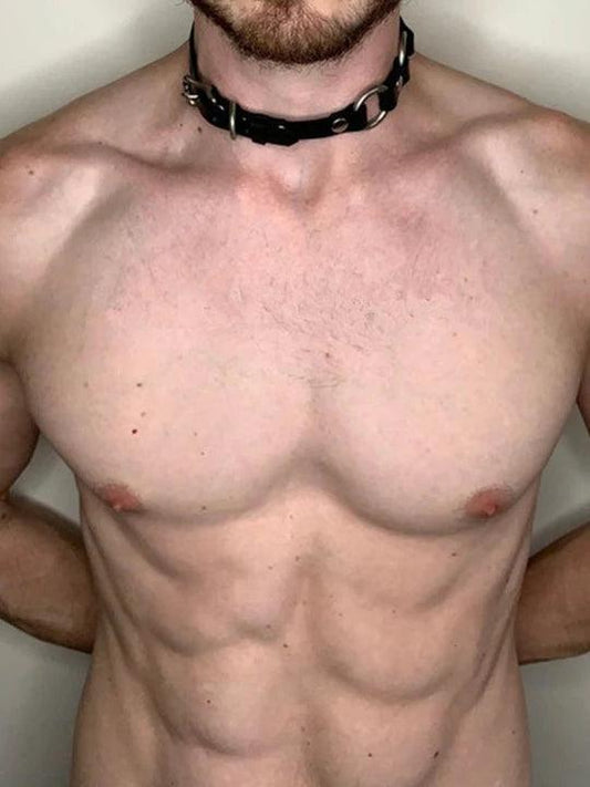 Adjustable Leather O-Ring Choker Collar