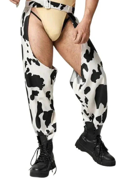 Wild Male Cow Print Open Chaps