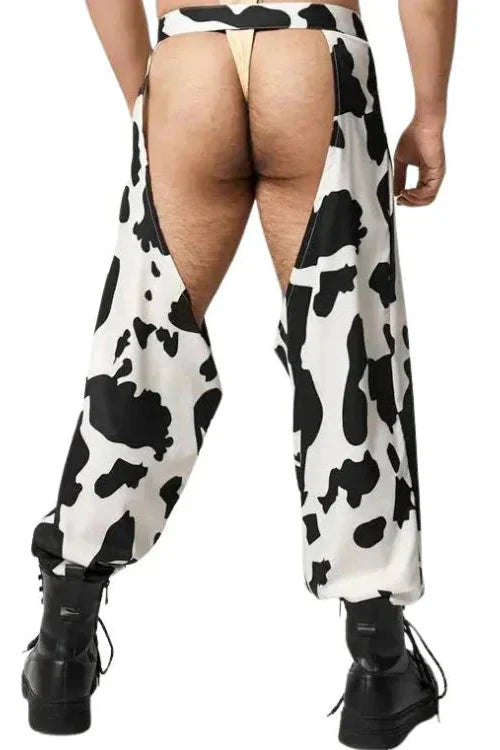 Wild Male Cow Print Open Chaps