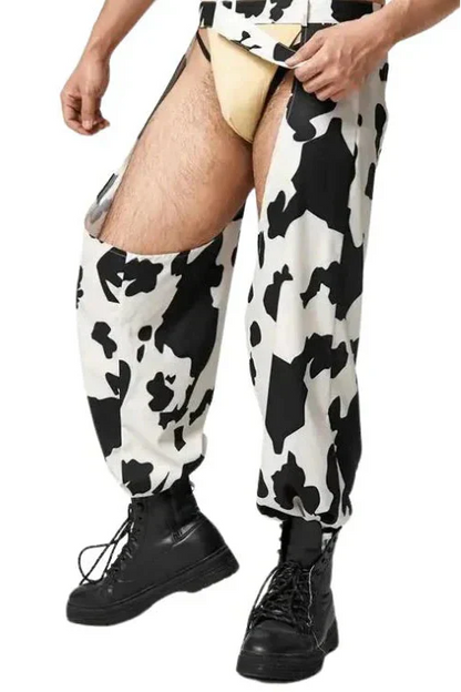 Wild Male Cow Print Open Chaps